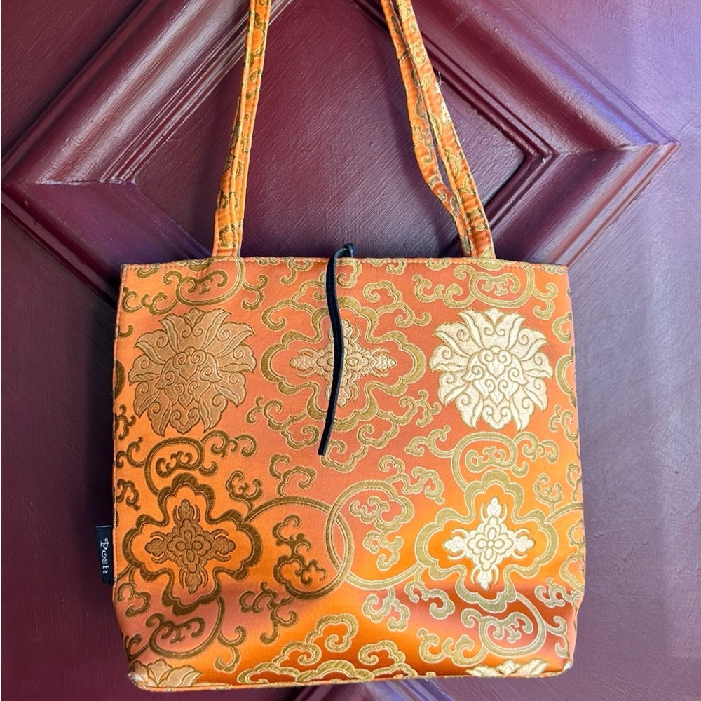 Tori Posh Elegant Orange Patterned Purse